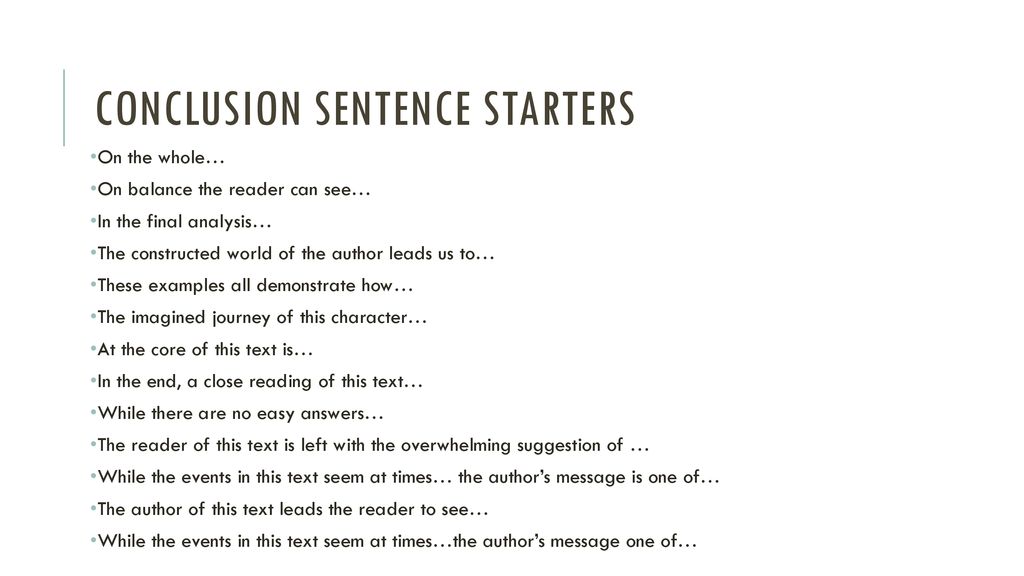 Starters for conclusions online